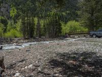 a forest is seen in this wide angle view in this photo from the bottom of the trail