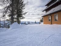 Serene Winter Scene of Mountain Range Piste