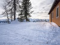 Serene Winter Scene of Mountain Range Piste