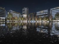 Shanghai Cityscape at Night: Reflections in the Water