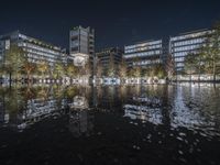 Shanghai Cityscape at Night: Reflections in the Water