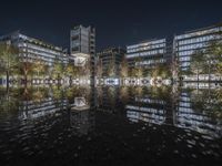 Shanghai Cityscape at Night: Reflections in the Water