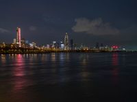 Shenzhen Cityscape Lights Against Dark Sky