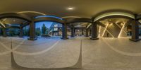 an 360 - view of the inside of a building with columns and arches surrounding the entrance