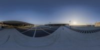 an image of the skateboard park at sunset seen in 3d reality form with camera pointed down