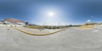 a 360 - view image shows a skateboarder doing tricks on a halfpipe