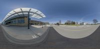 an upside down picture is of a skateboard park with the entrance and pavement being built into it