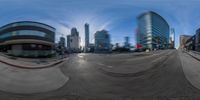 cityscape, a blurry photo of a skateboarder doing a trick on a rail