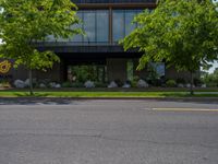 Sleek Office Building in USA's Busy City Life