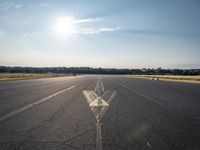 a small plane is about to take off from an airport runway on a sunny day