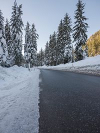 Snow Covered Alpine Road in Switzerland, Europe