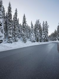 Snow Covered Alpine Road in Switzerland, Europe