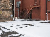Snow-covered Brick Wall in Detroit Art District
