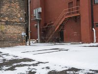 Snow-covered Brick Wall in Detroit Art District