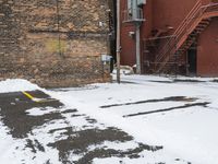 Snow-covered Brick Wall in Detroit Art District