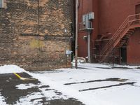 Snow-covered Brick Wall in Detroit Art District