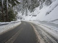 Snow Covered Mountain Pass Road