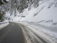 Snow Covered Mountain Pass Road