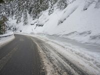 Snow Covered Mountain Pass Road
