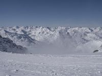 Snow Covered Mountain Range in the Alps, France