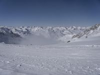 Snow Covered Mountain Range in the Alps, France