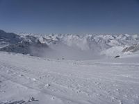 Snow Covered Mountain Range in the Alps, France