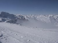 Snow Covered Mountain Range in the Alps, France