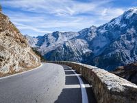 Snow Covered Mountain Road in the Italian Alps