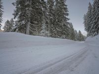 Snow Covered Mountain Road in the Swiss Alps