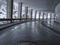 Snow Covered Road in the Alps, Europe