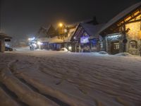 Snow Covered Road in the Alps at Night