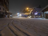 Snow Covered Road in the Alps at Night