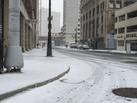 Snow Covered Road in Downtown Detroit, USA 002