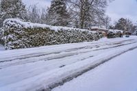 Snow-Covered Road and Residential Buildings in Toronto