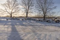 Snow Covered Road in Rural Winter Landscape HDRi Maps and Backplates