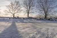 Snow Covered Road in Rural Winter Landscape HDRi Maps and Backplates