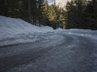 Snow Covered Road in the Swiss Alps - Winter