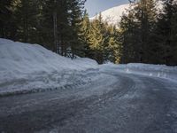 Snow Covered Road in the Swiss Alps - Winter