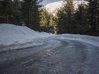 Snow Covered Road in the Swiss Alps - Winter