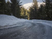 Snow Covered Road in Swiss Alps - Winter 006