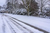 Snow-Covered Road Among Trees in Canada