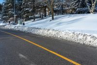 there is no one to cross the street to get there snow on the side of the road