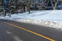 there is no one to cross the street to get there snow on the side of the road