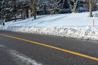 there is no one to cross the street to get there snow on the side of the road