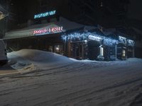 Snowy Alps Home in France at Night