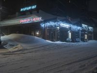 Snowy Alps Home in France at Night 002