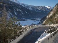 Snowy Alps Switzerland Winding Road 002