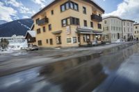 Snowy Alps Winter Landscape: A Villa with Classic Architecture