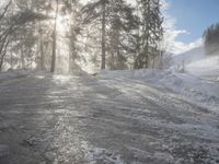 Snowy Forest Road in Germany