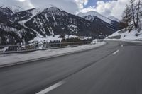 Snowy German Mountain Pass: Asphalt Road in Winter